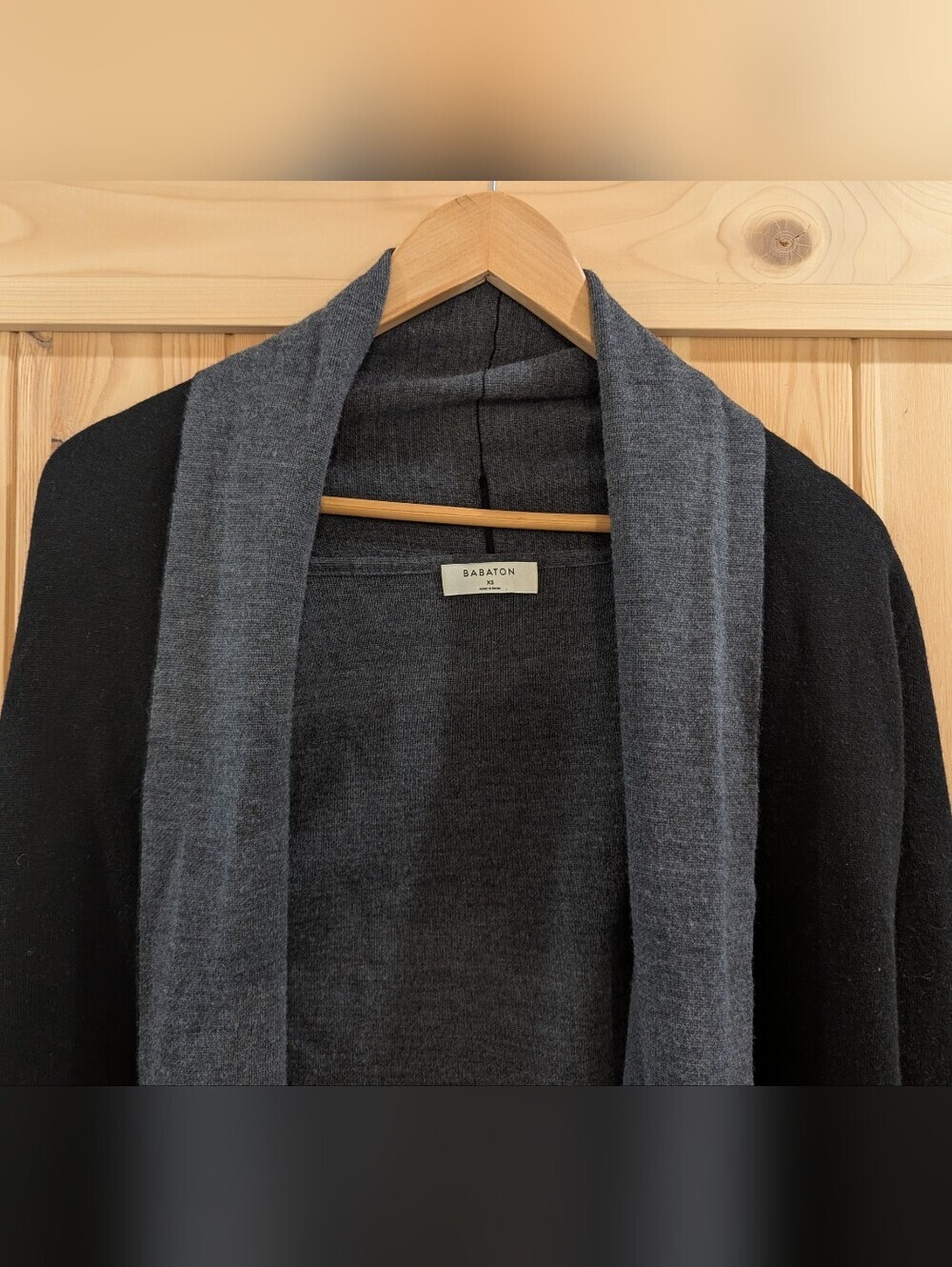Babaton Aritzia Merino Wool Open Front Cardigan Black & Grey - Picture 3 of 8